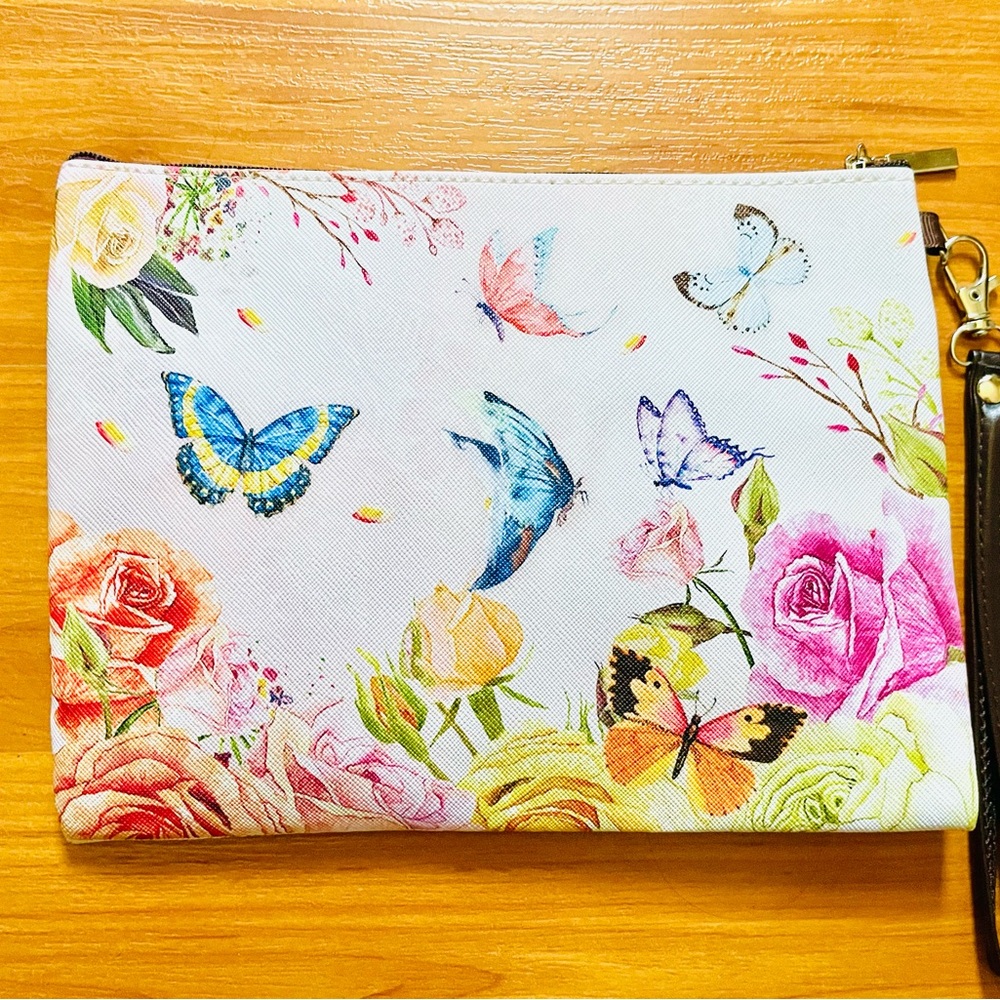 NEW Floral Butterfly Print Clutch Pouch